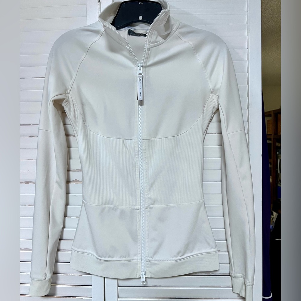 adidas Stella McCartney White Scuba Neck Full-Zip Active Jacket Small-Rare- EUC